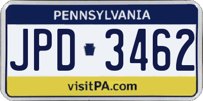 PA license plate JPD3462