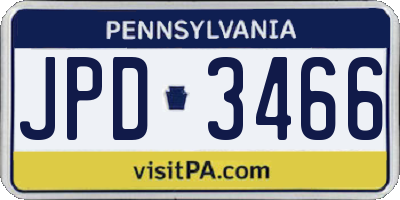PA license plate JPD3466