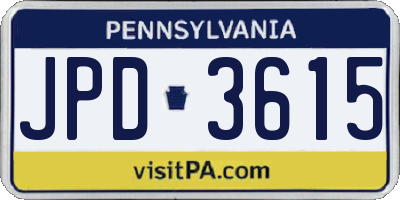 PA license plate JPD3615