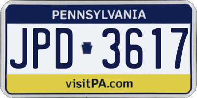 PA license plate JPD3617