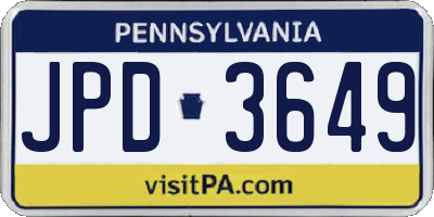 PA license plate JPD3649