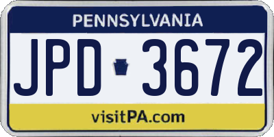 PA license plate JPD3672