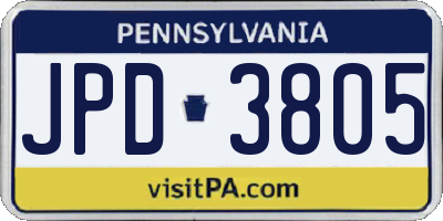 PA license plate JPD3805