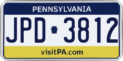 PA license plate JPD3812