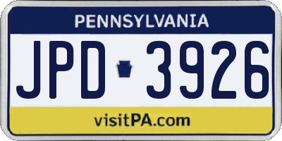PA license plate JPD3926