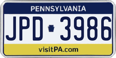 PA license plate JPD3986