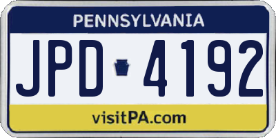 PA license plate JPD4192