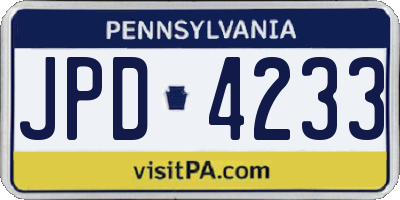 PA license plate JPD4233