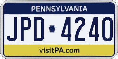 PA license plate JPD4240