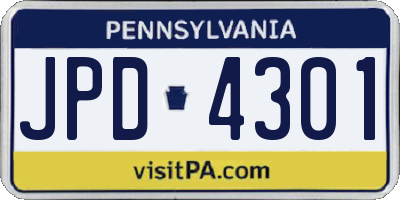 PA license plate JPD4301