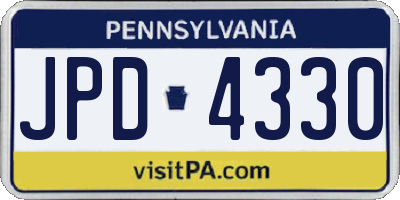 PA license plate JPD4330