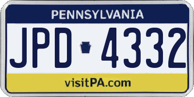 PA license plate JPD4332