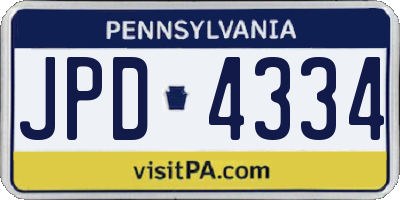 PA license plate JPD4334
