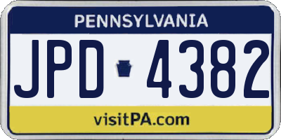 PA license plate JPD4382