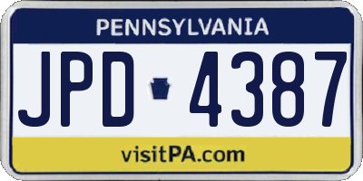 PA license plate JPD4387