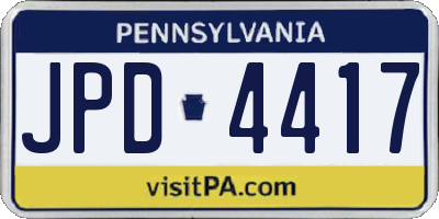 PA license plate JPD4417