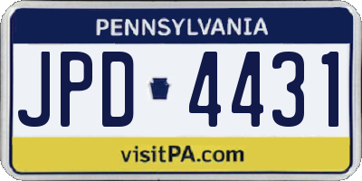 PA license plate JPD4431