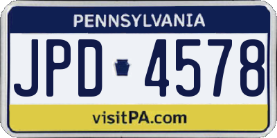 PA license plate JPD4578