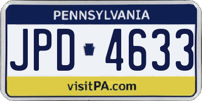 PA license plate JPD4633