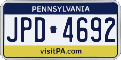 PA license plate JPD4692