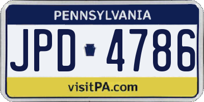 PA license plate JPD4786