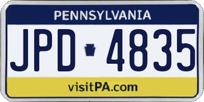 PA license plate JPD4835
