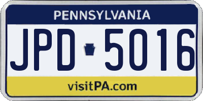 PA license plate JPD5016
