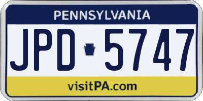 PA license plate JPD5747