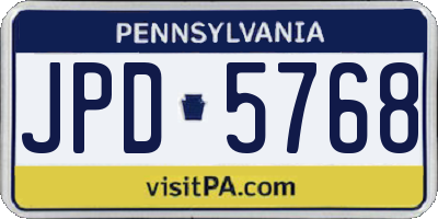 PA license plate JPD5768