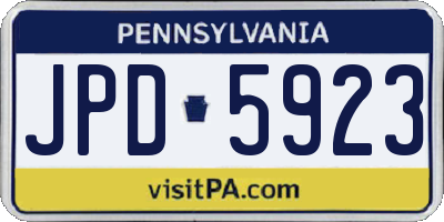 PA license plate JPD5923
