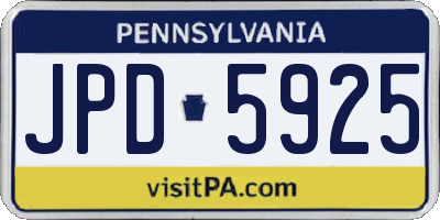 PA license plate JPD5925