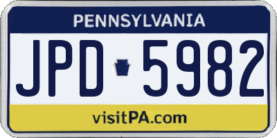 PA license plate JPD5982