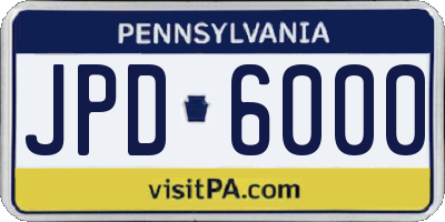 PA license plate JPD6000