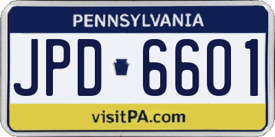 PA license plate JPD6601
