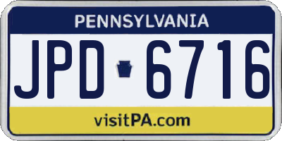 PA license plate JPD6716