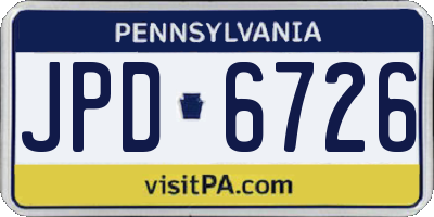 PA license plate JPD6726
