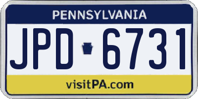 PA license plate JPD6731