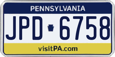 PA license plate JPD6758