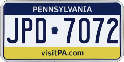 PA license plate JPD7072