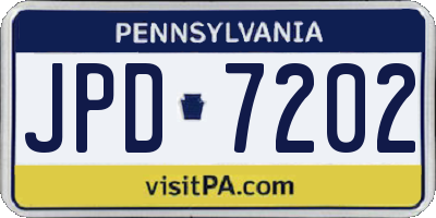 PA license plate JPD7202