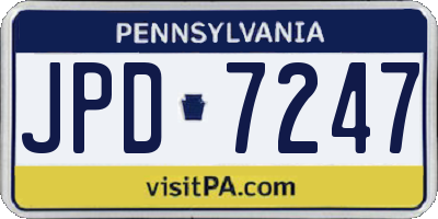 PA license plate JPD7247