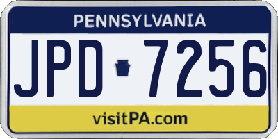 PA license plate JPD7256