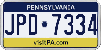 PA license plate JPD7334