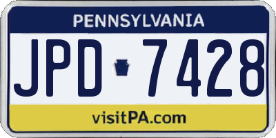 PA license plate JPD7428