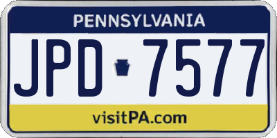 PA license plate JPD7577