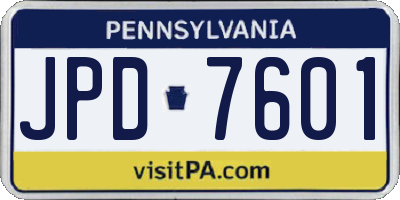 PA license plate JPD7601