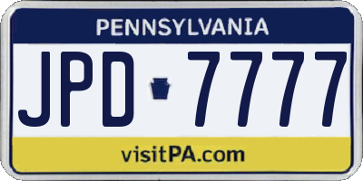 PA license plate JPD7777