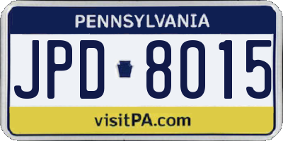 PA license plate JPD8015