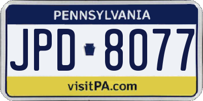 PA license plate JPD8077