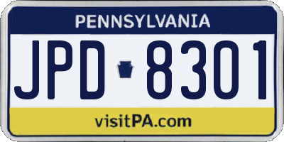 PA license plate JPD8301